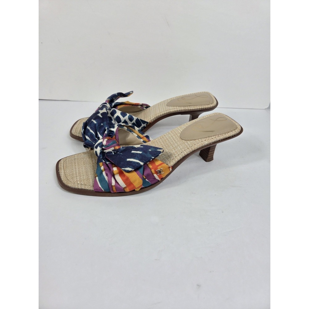 Sam Edelman Darcie multicolor satin Bow Kitten-Heel Sandals Women Sz 10